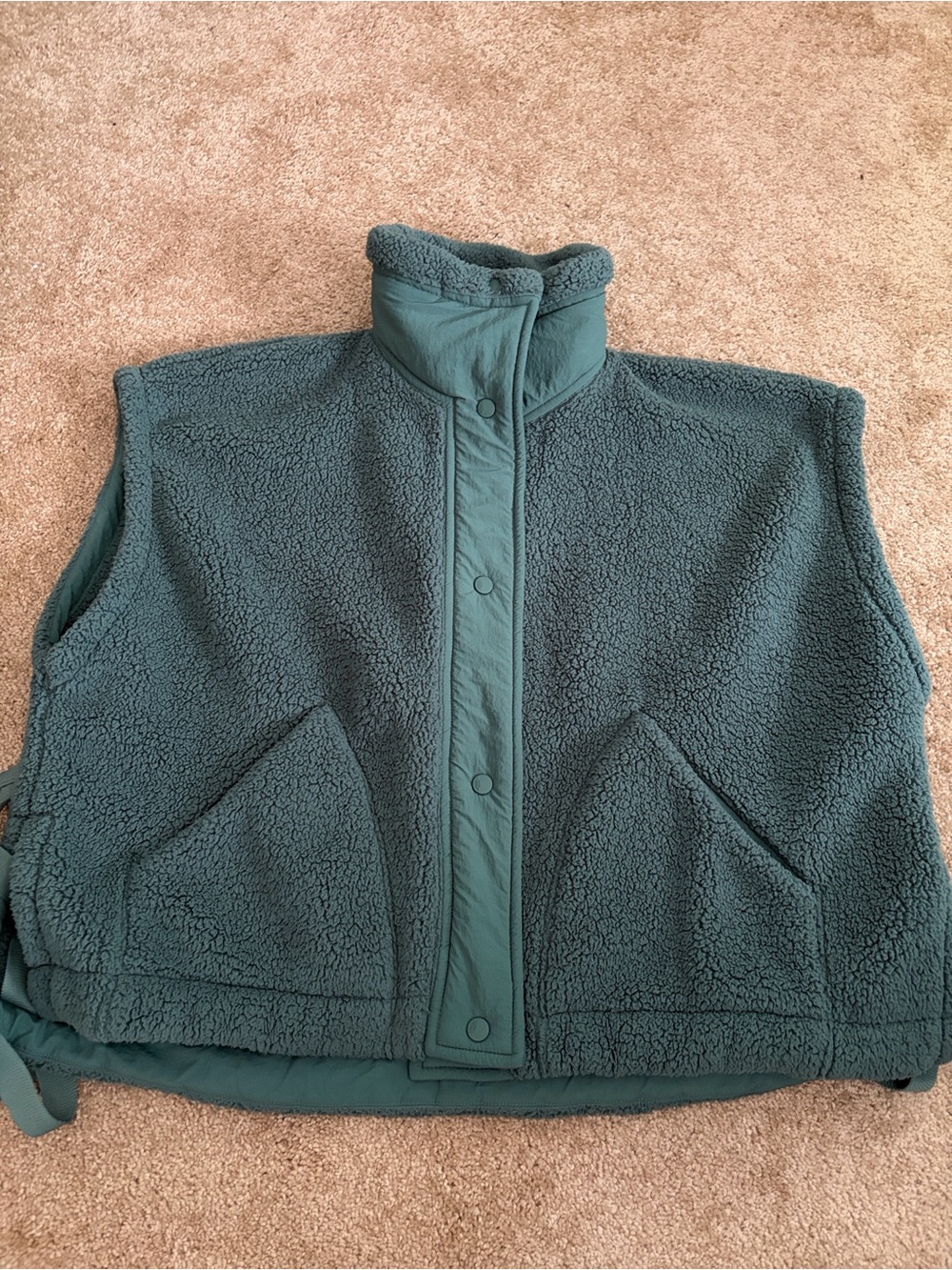 Free People Green Sherpa Snap Scout it out Vest NWOT